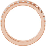 14K Gold Round Natural Diamond Single Sided Stepped-Edge Anniversary Band – 2.5 mm Stones - Rose Gold - view 2