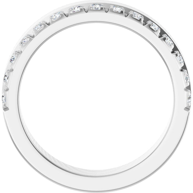 14K Gold Round Lab-Grown Diamond Single Sided Stepped-Edge Anniversary Band – 2.5 mm Stones - White Gold - view 2