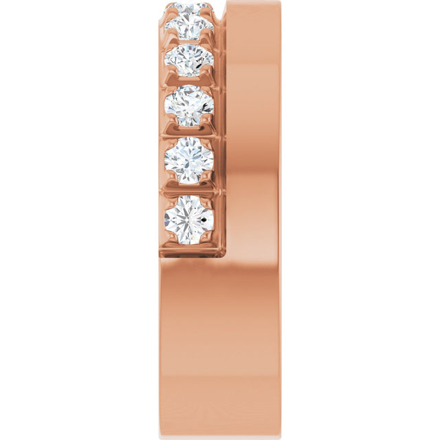 14K Gold Round Lab-Grown Diamond Single Sided Stepped-Edge Anniversary Band – 3 mm Stones - Rose Gold - view 4