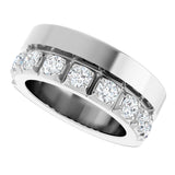 14K Gold Round Lab-Grown Diamond Single Sided Stepped-Edge Anniversary Band – 3 mm Stones - White Gold - view 5