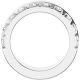 14K Gold Round Natural Diamond Single Sided Stepped-Edge Anniversary Band – 3 mm Stones - White Gold - view 2