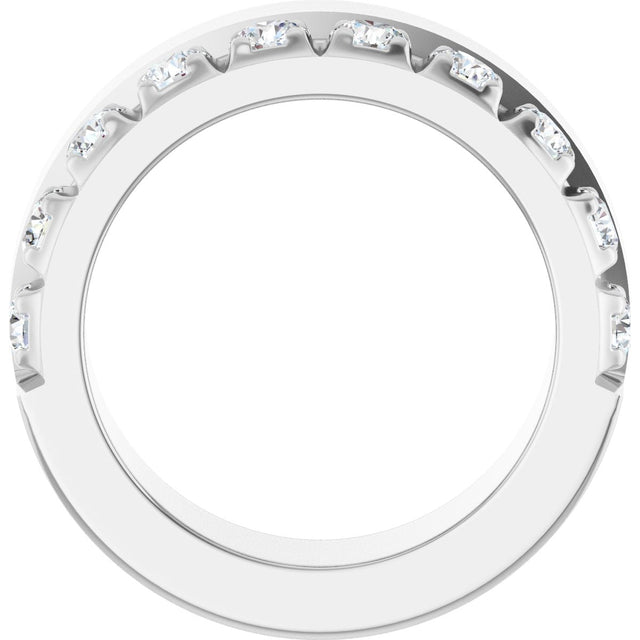 14K Gold Round Lab-Grown Diamond Single Sided Stepped-Edge Anniversary Band – 3 mm Stones - White Gold - view 2