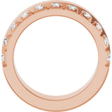 14K Gold Round Lab-Grown Diamond Single Sided Stepped-Edge Anniversary Band – 3 mm Stones - Rose Gold - view 2