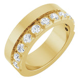 14K Gold Round Lab-Grown Diamond Single Sided Stepped-Edge Anniversary Band – 3 mm Stones - Yellow Gold