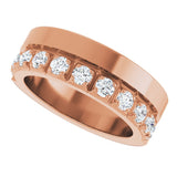 14K Gold Round Lab-Grown Diamond Single Sided Stepped-Edge Anniversary Band – 3 mm Stones - Rose Gold - view 5