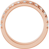 14K Gold Round Lab-Grown Diamond Single Sided Stepped-Edge Anniversary Band – 3 mm Stones - Rose Gold - view 2