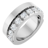 14K Gold Round Lab-Grown Diamond Single Sided Stepped-Edge Anniversary Band – 3 mm Stones - White Gold
