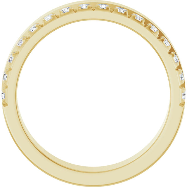 14K Gold Round Lab-Grown Diamond Single Sided Stepped-Edge Anniversary Band – 2.5 mm Stones (1 CTW) - Yellow Gold - view 2