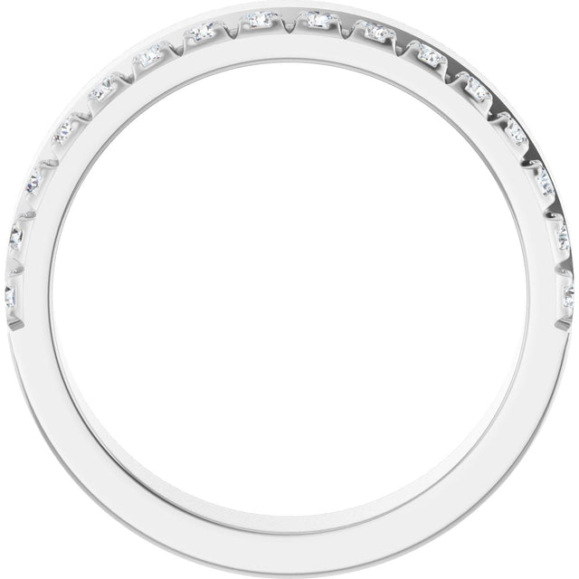 14K Gold Round Lab-Grown Diamond Single Sided Stepped-Edge Anniversary Band – 2.5 mm Stones (1 CTW) - White Gold - view 2