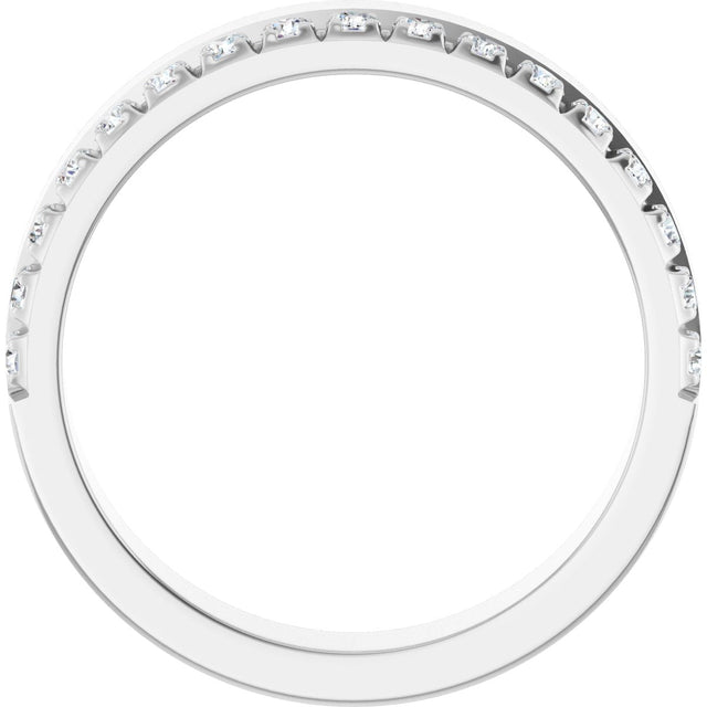 14K Gold Round Lab-Grown Diamond Single Sided Stepped-Edge Anniversary Band – 2.5 mm Stones (1 CTW) - White Gold - view 2
