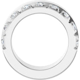14K Gold Round Lab-Grown Diamond Single Sided Stepped-Edge Anniversary Band – 3 mm Stones - White Gold - view 2