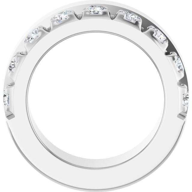 14K Gold Round Lab-Grown Diamond Single Sided Stepped-Edge Anniversary Band – 3 mm Stones - White Gold - view 2
