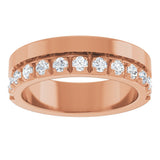 14K Gold Round Lab-Grown Diamond Single Sided Stepped-Edge Anniversary Band – 3 mm Stones - Rose Gold - view 3