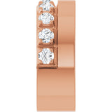 14K Gold Round Natural Diamond Single Sided Stepped-Edge Anniversary Band – 3 mm Stones - Rose Gold - view 4