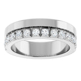 14K Gold Round Lab-Grown Diamond Single Sided Stepped-Edge Anniversary Band – 2.5 mm Stones - White Gold - view 3
