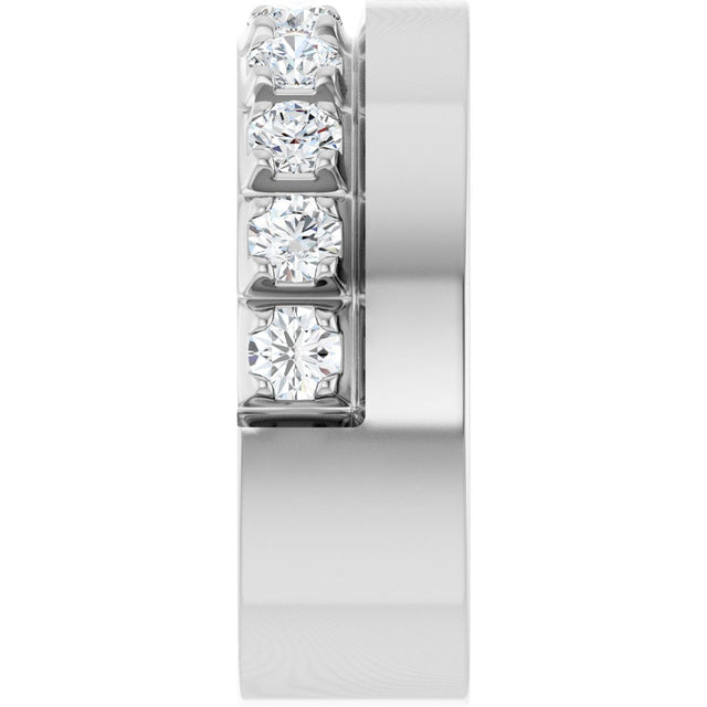 14K Gold Round Lab-Grown Diamond Single Sided Stepped-Edge Anniversary Band – 3 mm Stones - White Gold - view 4