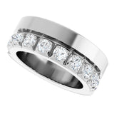 14K Gold Round Natural Diamond Single Sided Stepped-Edge Anniversary Band – 3 mm Stones - White Gold - view 5