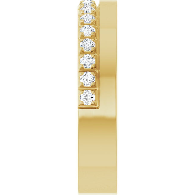 14K Gold Round Lab-Grown Diamond Single Sided Stepped-Edge Anniversary Band – 2.5 mm Stones (1 CTW) - Yellow Gold - view 4