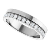 14K Gold Round Lab-Grown Diamond Single Sided Stepped-Edge Anniversary Band – 2.5 mm Stones (1 CTW) - White Gold - view 5