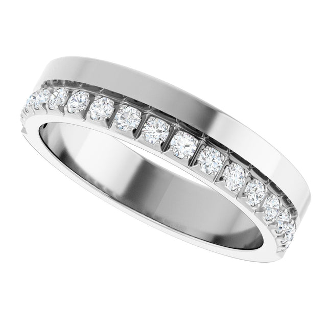 14K Gold Round Lab-Grown Diamond Single Sided Stepped-Edge Anniversary Band – 2.5 mm Stones (1 CTW) - White Gold - view 5