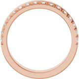 14K Gold Round Natural Diamond Single Sided Stepped-Edge Anniversary Band – 2.5 mm Stones (1 CTW) - Rose Gold - view 2