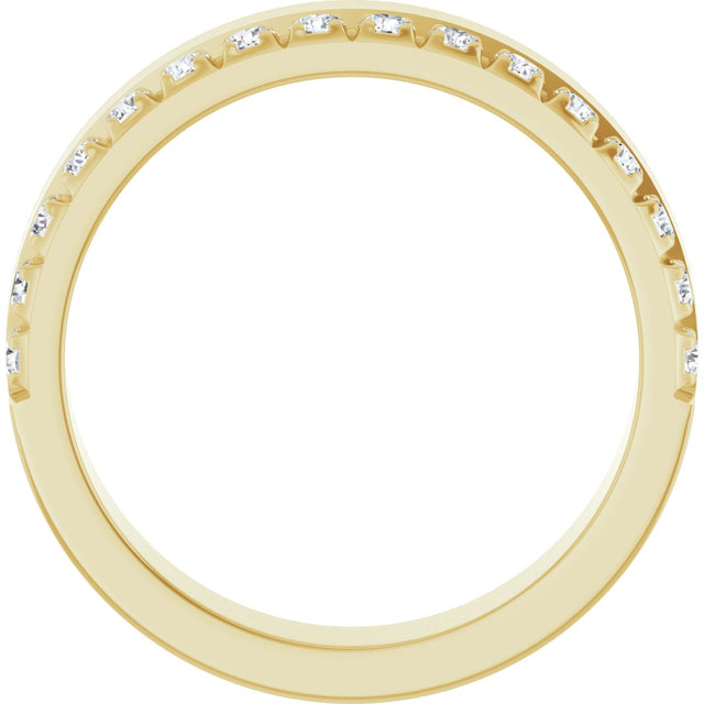 14K Gold Round Lab-Grown Diamond Single Sided Stepped-Edge Anniversary Band – 2.5 mm Stones (1 CTW) - Yellow Gold - view 2