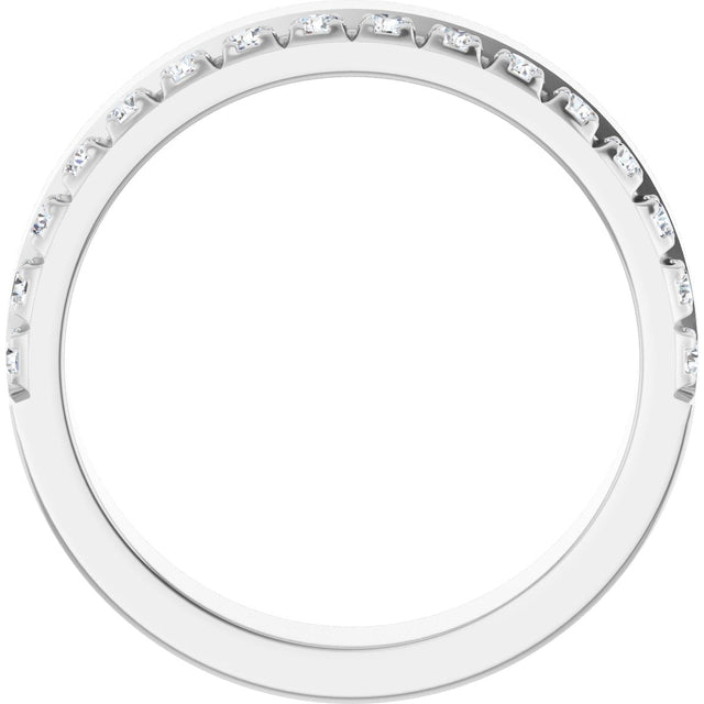 14K Gold Round Lab-Grown Diamond Single Sided Stepped-Edge Anniversary Band – 2.5 mm Stones (1 CTW) - White Gold - view 2