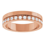 14K Gold Round Lab-Grown Diamond Single Sided Stepped-Edge Anniversary Band – 2.5 mm Stones (1 CTW) - Rose Gold - view 3