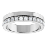 14K Gold Round Lab-Grown Diamond Single Sided Stepped-Edge Anniversary Band – 2.5 mm Stones (1 CTW) - White Gold - view 3
