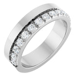 14K Gold Round Lab-Grown Diamond Single Sided Stepped-Edge Anniversary Band – 3 mm Stones - White Gold