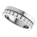 14K Gold Round Lab-Grown Diamond Single Sided Stepped-Edge Anniversary Band – 2.5 mm Stones - White Gold - view 5