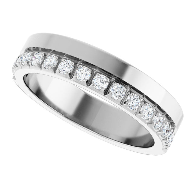 14K Gold Round Lab-Grown Diamond Single Sided Stepped-Edge Anniversary Band – 2.5 mm Stones (1 CTW) - White Gold - view 5