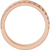 14K Gold Round Natural Diamond Single Sided Stepped-Edge Anniversary Band – 2.5 mm Stones (1 CTW) - Rose Gold - view 2