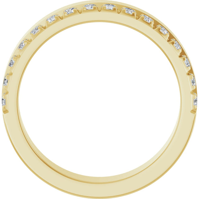 14K Gold Round Lab-Grown Diamond Single Sided Stepped-Edge Anniversary Band – 2.5 mm Stones (1 CTW) - Yellow Gold - view 2