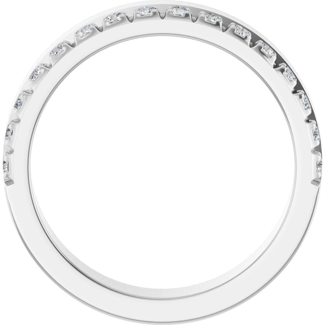 14K Gold Round Lab-Grown Diamond Single Sided Stepped-Edge Anniversary Band – 2.5 mm Stones (1 CTW) - White Gold - view 2