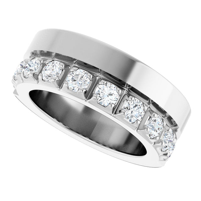 14K Gold Round Lab-Grown Diamond Single Sided Stepped-Edge Anniversary Band – 2.5 mm Stones - White Gold - view 5