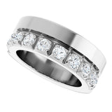 14K Gold Round Natural Diamond Single Sided Stepped-Edge Anniversary Band – 2.5 mm Stones - White Gold - view 5
