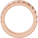 14K Gold Round Lab-Grown Diamond Single Sided Stepped-Edge Anniversary Band – 2.5 mm Stones - Rose Gold - view 2