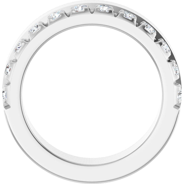 14K Gold Round Lab-Grown Diamond Single Sided Stepped-Edge Anniversary Band – 2.5 mm Stones - White Gold - view 2