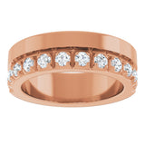 14K Gold Round Lab-Grown Diamond Single Sided Stepped-Edge Anniversary Band – 2.5 mm Stones - Rose Gold - view 3