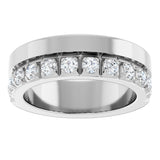 14K Gold Round Lab-Grown Diamond Single Sided Stepped-Edge Anniversary Band – 2.5 mm Stones - White Gold - view 3