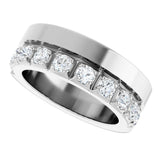 14K Gold Round Lab-Grown Diamond Single Sided Stepped-Edge Anniversary Band – 3 mm Stones - White Gold - view 5