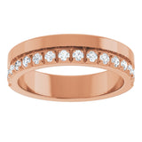14K Gold Round Lab-Grown Diamond Single Sided Stepped-Edge Anniversary Band – 2.5 mm Stones (1 CTW) - Rose Gold - view 3