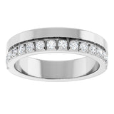 14K Gold Round Lab-Grown Diamond Single Sided Stepped-Edge Anniversary Band – 2.5 mm Stones (1 CTW) - White Gold - view 3
