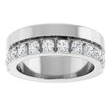 14K Gold Round Natural Diamond Single Sided Stepped-Edge Anniversary Band – 2.5 mm Stones - White Gold - view 3