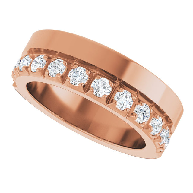 14K Gold Round Lab-Grown Diamond Single Sided Stepped-Edge Anniversary Band – 2.5 mm Stones - Rose Gold - view 5
