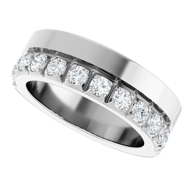 14K Gold Round Lab-Grown Diamond Single Sided Stepped-Edge Anniversary Band – 2.5 mm Stones - White Gold - view 5