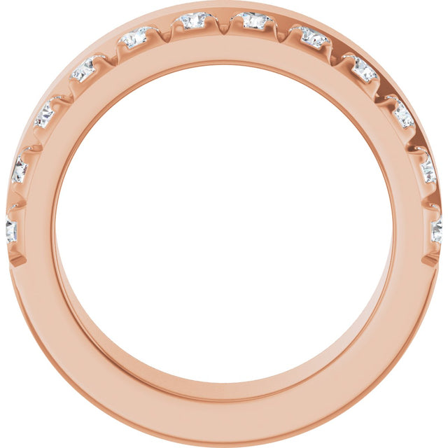 14K Gold Round Lab-Grown Diamond Single Sided Stepped-Edge Anniversary Band – 2.5 mm Stones - Rose Gold - view 2