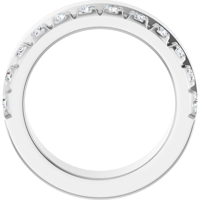 14K Gold Round Lab-Grown Diamond Single Sided Stepped-Edge Anniversary Band – 2.5 mm Stones - White Gold - view 2