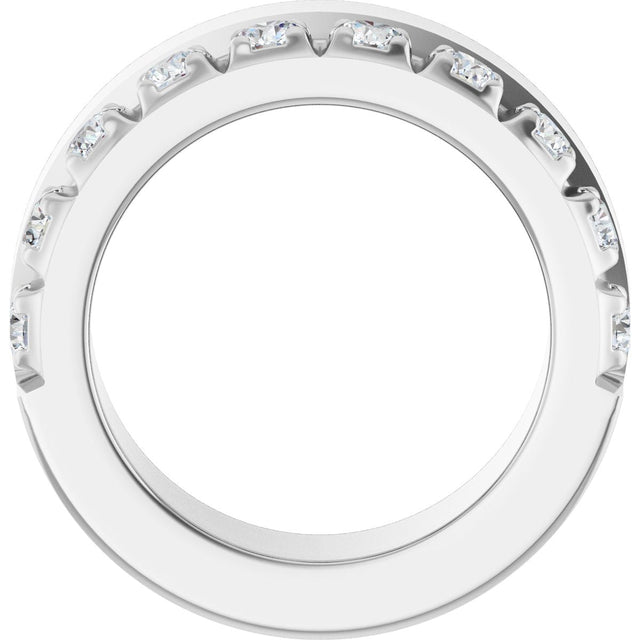 14K Gold Round Natural Diamond Single Sided Stepped-Edge Anniversary Band – 2.5 mm Stones - White Gold - view 2